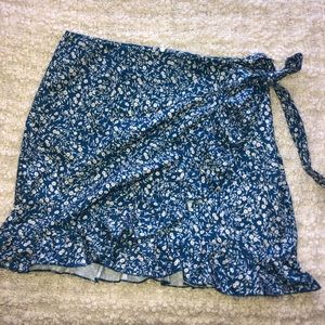 Floral Blue Cross Tie Skirt